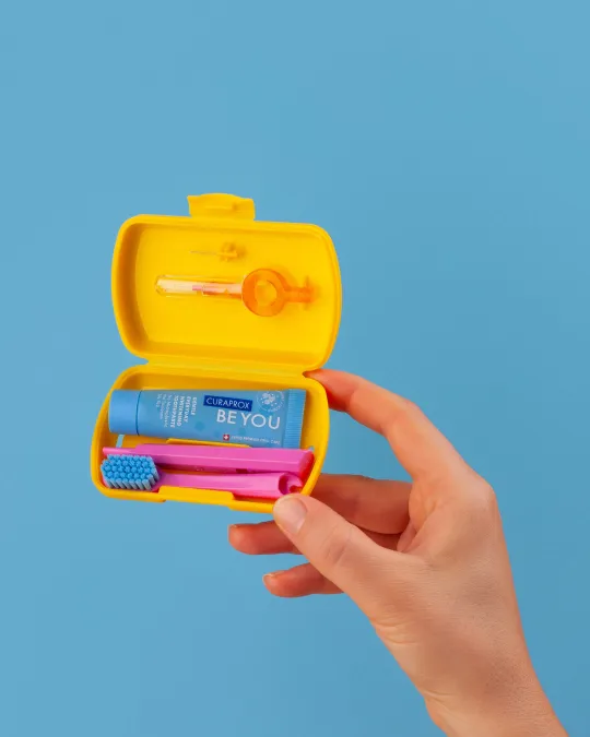 Yellow Travel Toothbrush Set