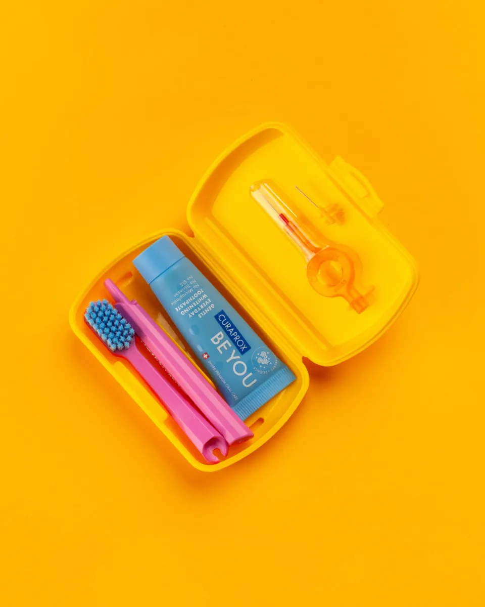 Yellow Travel Toothbrush Set