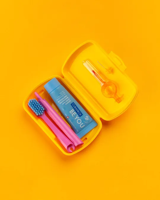 Yellow Travel Toothbrush Set
