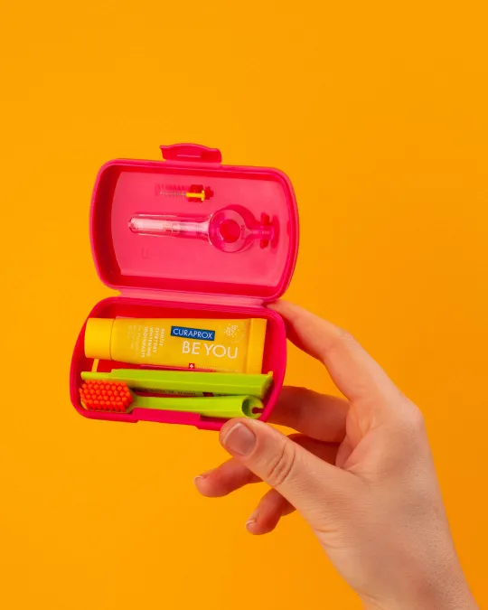 Red Travel Toothbrush Set