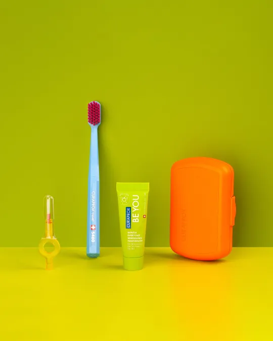 Orange Travel Toothbrush Set